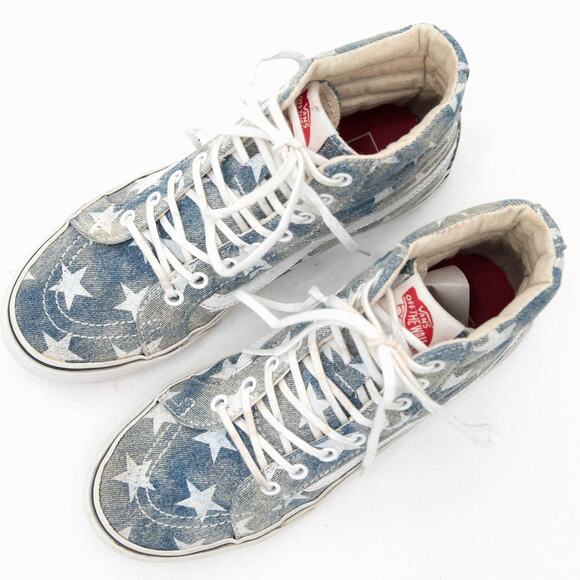 Vans SK8-Hi Tapered Denim Destroy Star Print Sneaker Size Women's 5.5 Men's 4 - Picture 2 of 10
